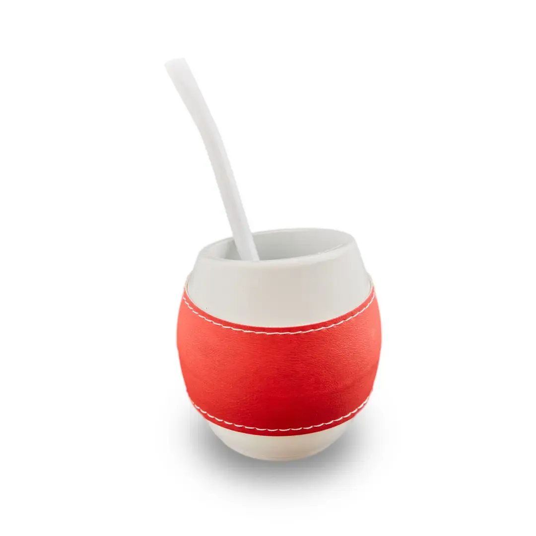 Mate Acriselfie Funda De Ecocuero Clásico Con Bombilla Y Extractor