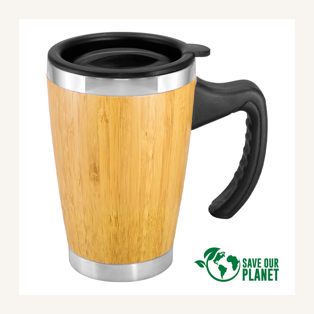 Mug de Bamboo con Asa Plástica 400cc