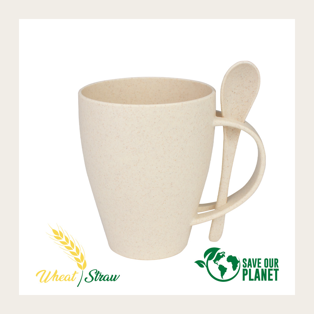 Mug de caña de Trigo con Cuchara 400cc