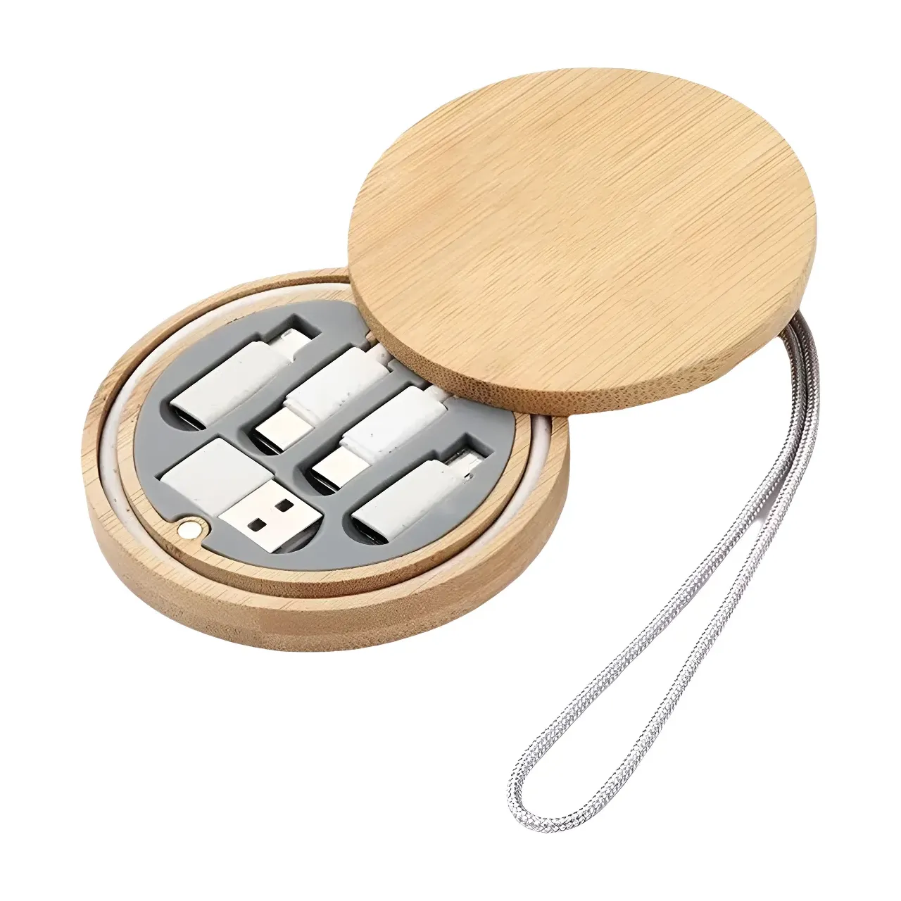 Set de Cables con estuche de bambú