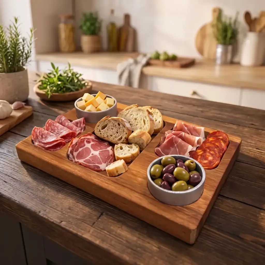 Tabla De Picada En Mini Block 30X20 Cm Con Dips