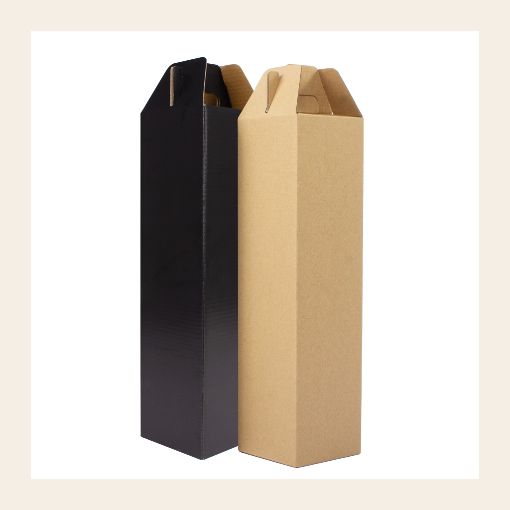 Caja autoarmable con asas, para 1 botella de Vino