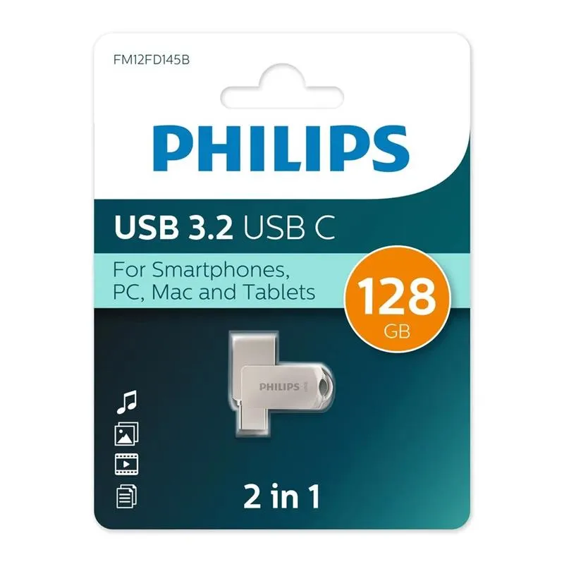 Philips Pendrive 128Gb 2 in 1 USB 3.2 - USB C