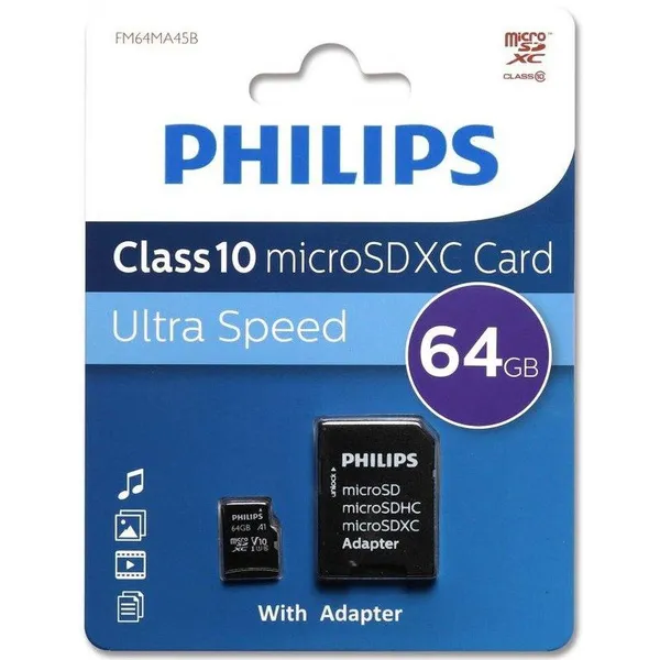 Philips Memoria MicroSDHC 64Gb w/adapter Clase 10