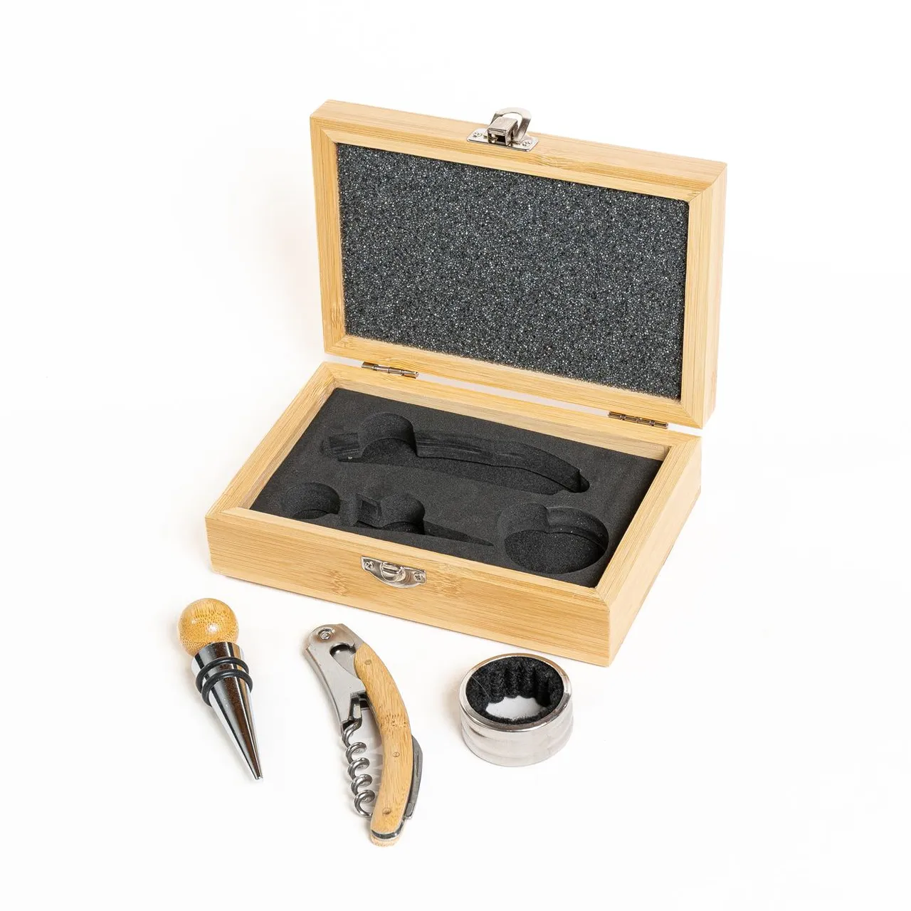 Set de vino de dos piezas en caja de madera. (LS-4277)