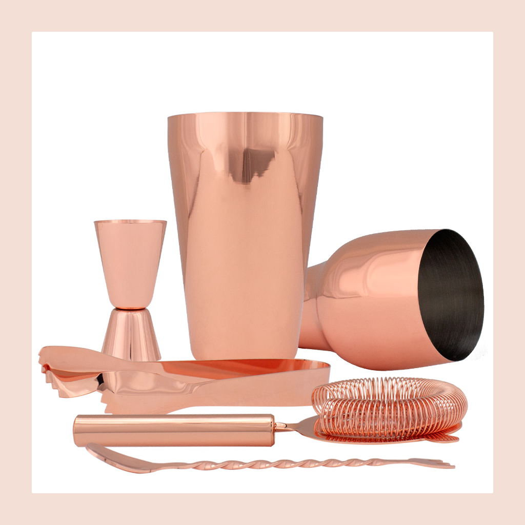 Set de Cóctel metálico Encobrizado