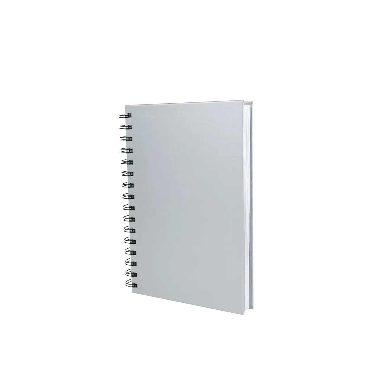 Cuaderno matemáticas tapa dura plateada.