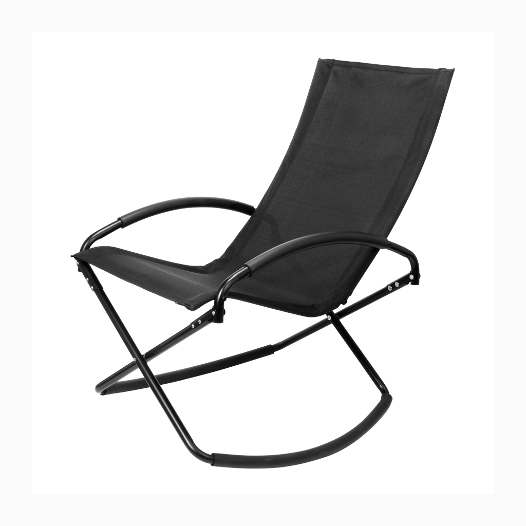 Silla mecedora negra con apoya-brazos