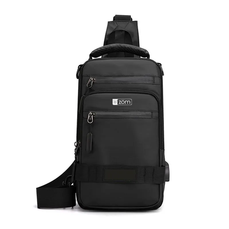 ZOM Bandolera Chicago Crossbody ZC-164B Black 10"-11" USB